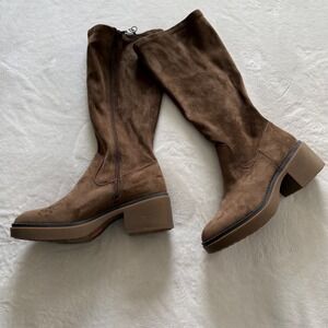 White Mountain Marcella Tall Boots Camel Block Heel Womens 11M NEW